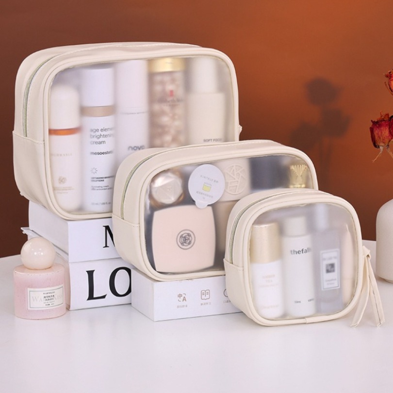 Luxury Skincare Samples - Semi-transparent Luxury Makeup Bag Set, 3pcs